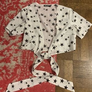 NASTY GAL Front tie crop top